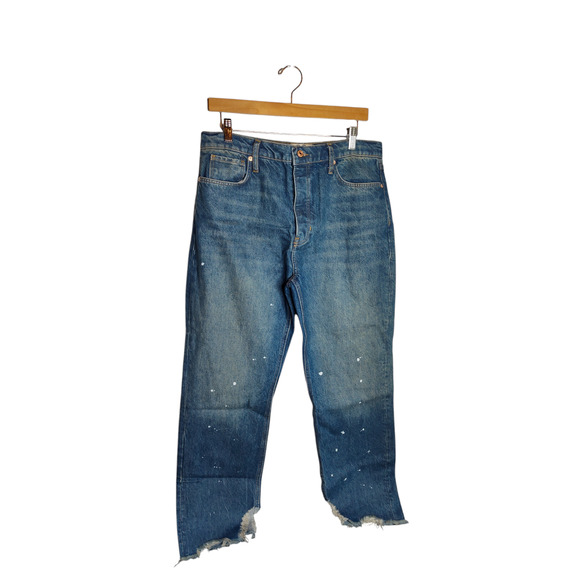 Free People We the Free Raw Hem Paint Splatter Boyfriend Fit Jeans NWOT size 29 - Picture 1 of 9